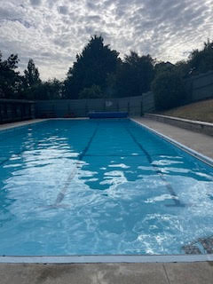 The Cust Community Pool on a cloudy Canterbury day